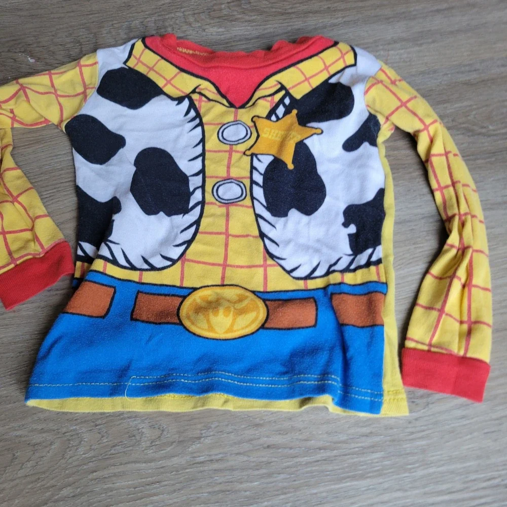 Disney Pajama Set Kids 4T Yellow Woody Costume Toy Story Snug Fit Cotton PJs